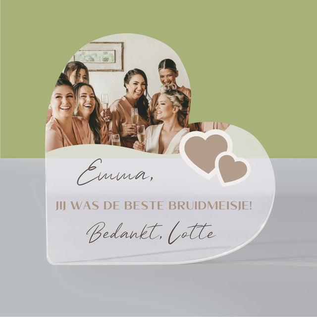 Fotocollage: Bedankt Collage, Bruidsmeisje - Acryl Blok Hart