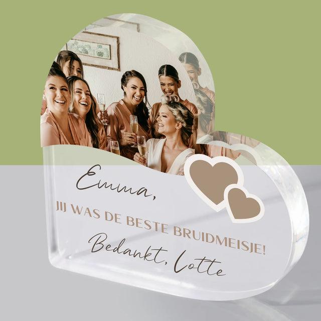Fotocollage: Bedankt Collage, Bruidsmeisje - Acryl Blok Hart