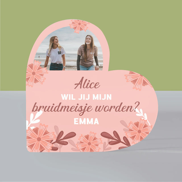 Fotocollage: Verzoek Om Bruidsmeisje Te Worden - Acryl Blok Hart