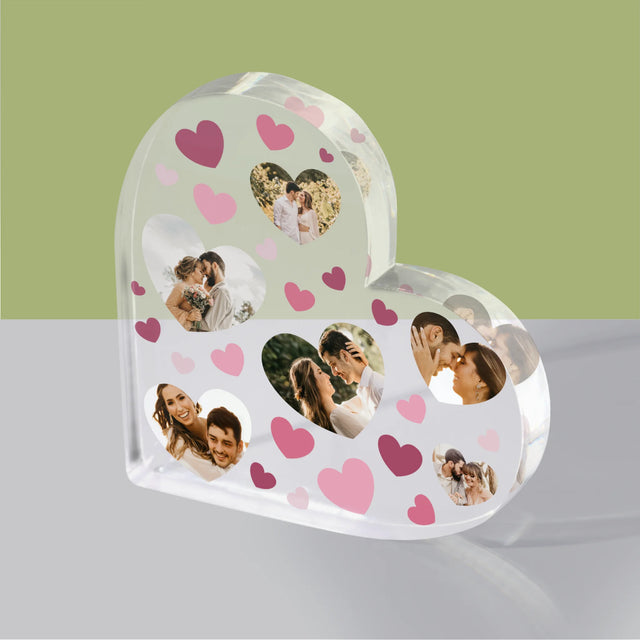 Fotocollage: Hartjes Foto'S - Acryl Blok Hart