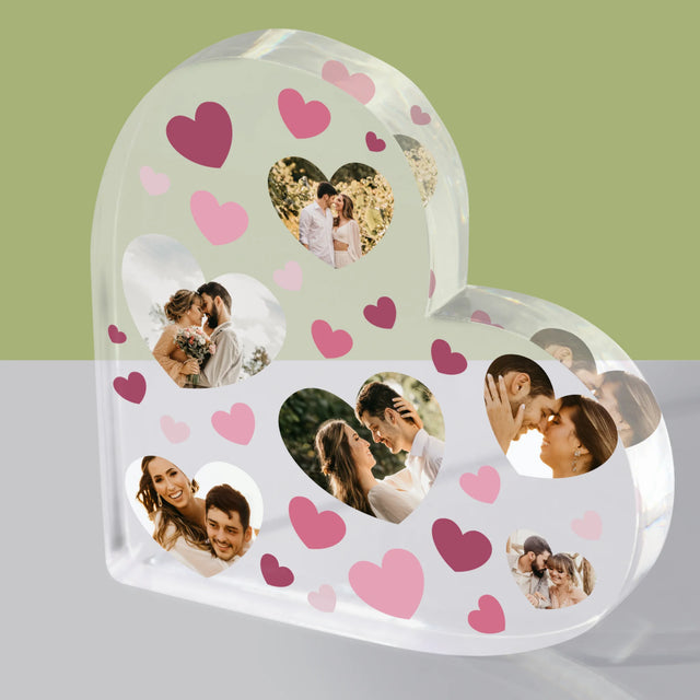 Fotocollage: Hartjes Foto'S - Acryl Blok Hart