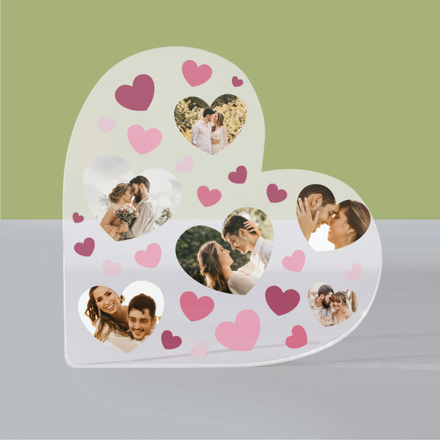 Fotocollage: Hartjes Foto'S - Acryl Blok Hart
