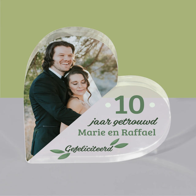 Foto En Handtekening: Huwelijksverjaardaag Wensen - Acryl Blok Hart