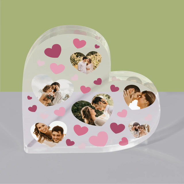 Fotocollage: Hartjes Foto'S - Acryl Blok Hart