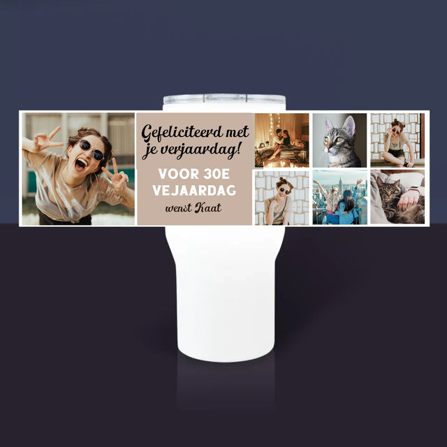 Fotocollage: Fotocollage Verjaardag - Thermische Mok Wit