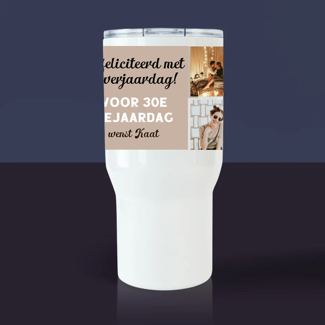 Fotocollage: Fotocollage Verjaardag - Thermische Mok Wit