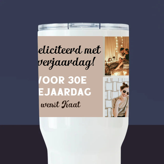 Fotocollage: Fotocollage Verjaardag - Thermische Mok Wit
