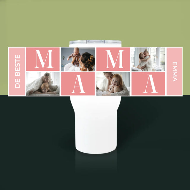 Fotocollage: Collage De Beste Mama - Thermische Mok Wit