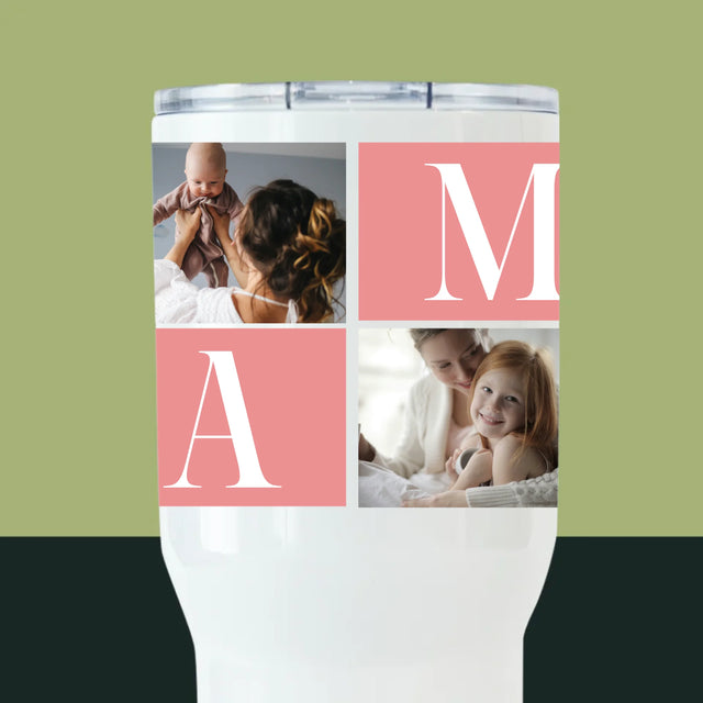 Fotocollage: Collage De Beste Mama - Thermische Mok Wit