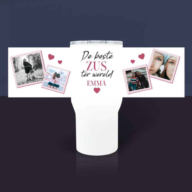Fotocollage: De Beste Zus - Thermische Mok Wit