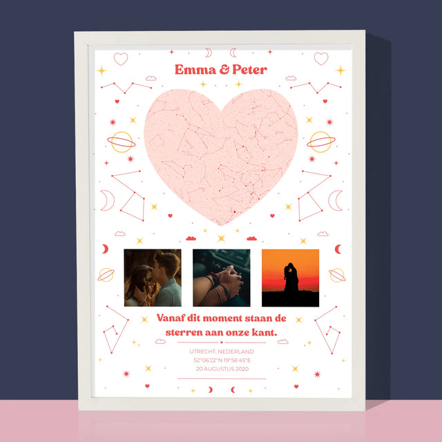 Starrenkaart: Sterrenkaart: Ons Moment - Afdruk Met Frame 30X40 (Verticaal)