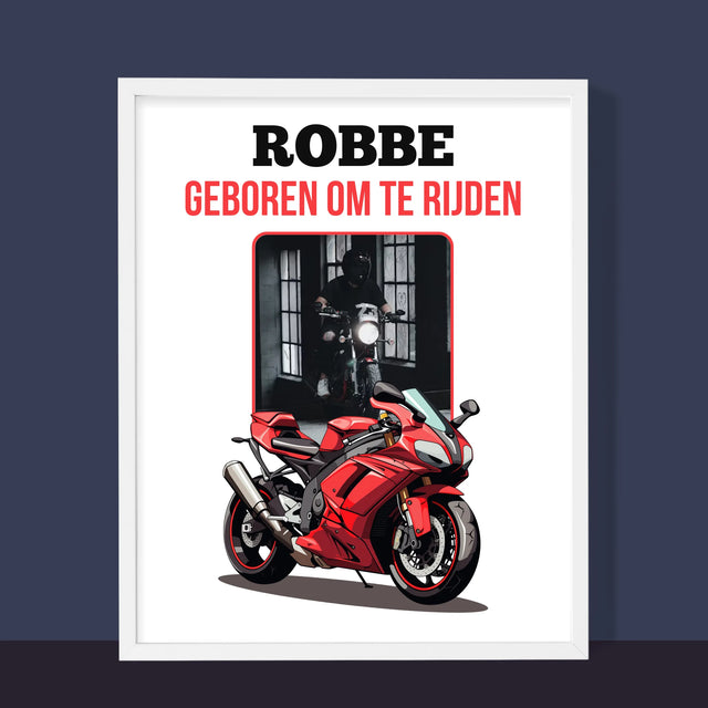Foto En Handtekening: Geboren Om Te Rijden - Afdruk Met Frame 30X40 (Verticaal)