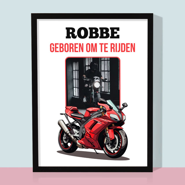 Foto En Handtekening: Geboren Om Te Rijden - Afdruk Met Frame 30X40 (Verticaal)