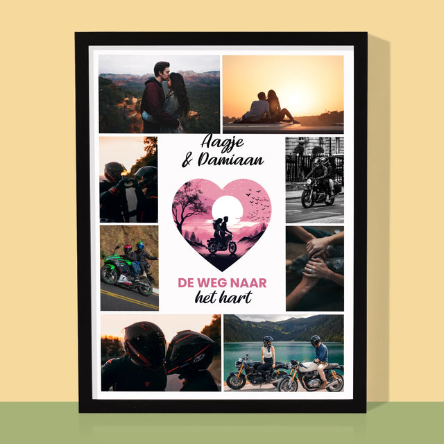 Fotocollage: De Weg Naar Het Hart - Afdruk Met Frame 30X40 (Verticaal)