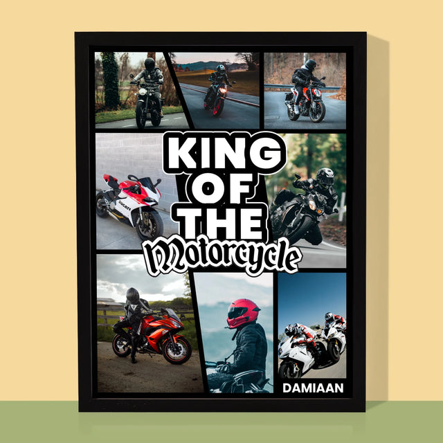 Fotocollage: King Of The Motorcycle - Afdruk Met Frame 30X40 (Verticaal)