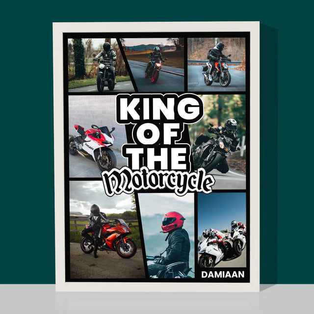 Fotocollage: King Of The Motorcycle - Afdruk Met Frame 30X40 (Verticaal)