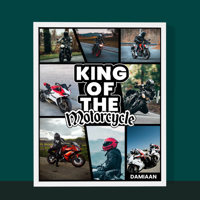 Fotocollage: King Of The Motorcycle - Afdruk Met Frame 30X40 (Verticaal)