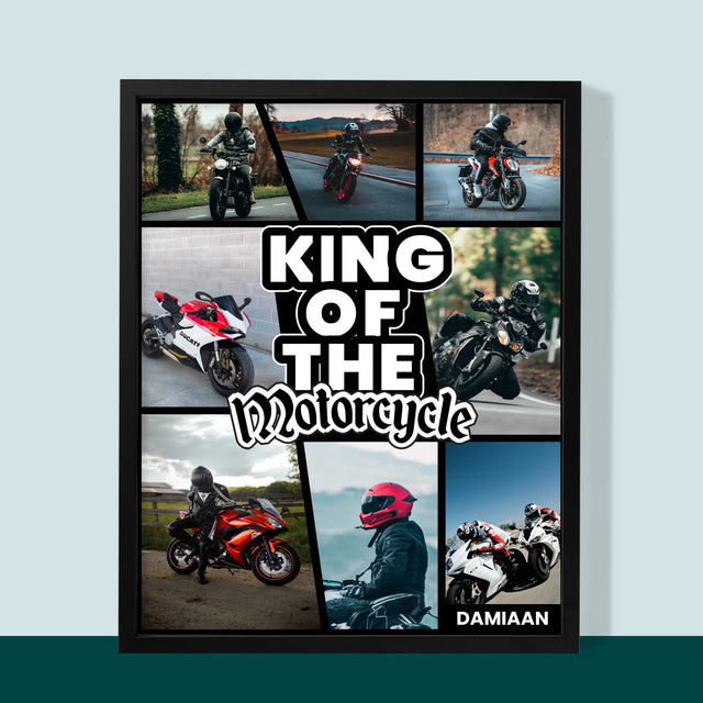 Fotocollage: King Of The Motorcycle - Afdruk Met Frame 30X40 (Verticaal)