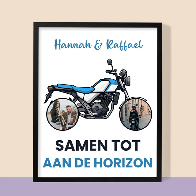 Fotocollage: Samen Tot Aan De Horizon - Afdruk Met Frame 30X40 (Verticaal)