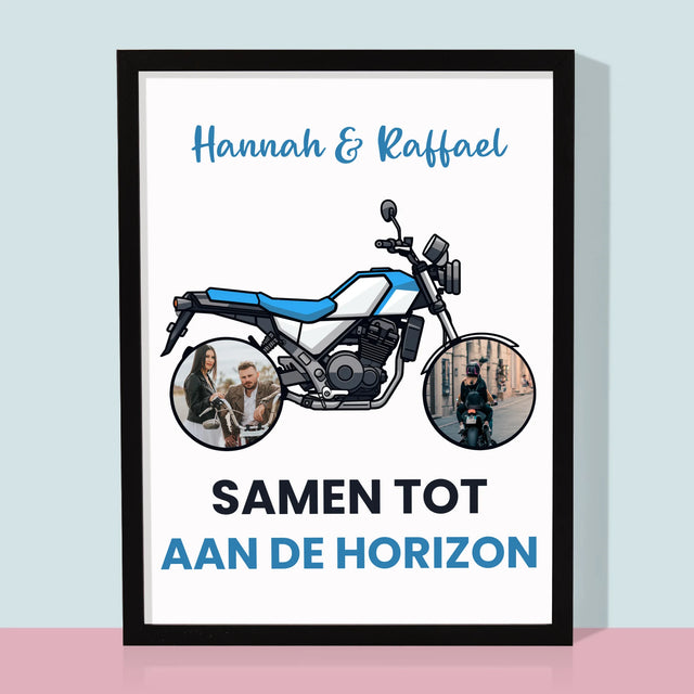 Fotocollage: Samen Tot Aan De Horizon - Afdruk Met Frame 30X40 (Verticaal)