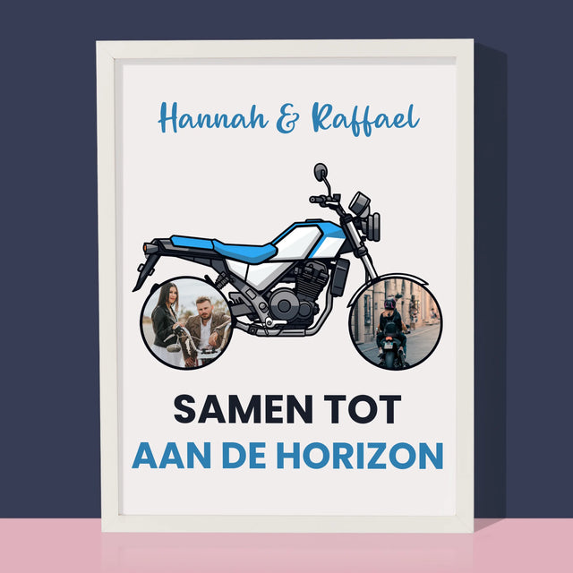 Fotocollage: Samen Tot Aan De Horizon - Afdruk Met Frame 30X40 (Verticaal)