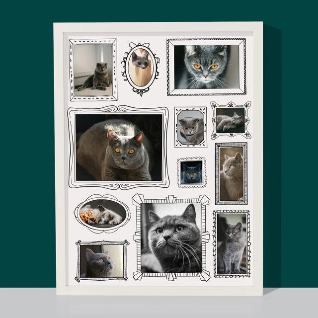 Fotocollage: Fotomuur Met Jouw Huisdier - Afdruk Met Frame 30X40 (Verticaal)