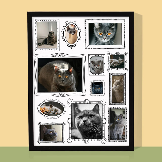 Fotocollage: Fotomuur Met Jouw Huisdier - Afdruk Met Frame 30X40 (Verticaal)