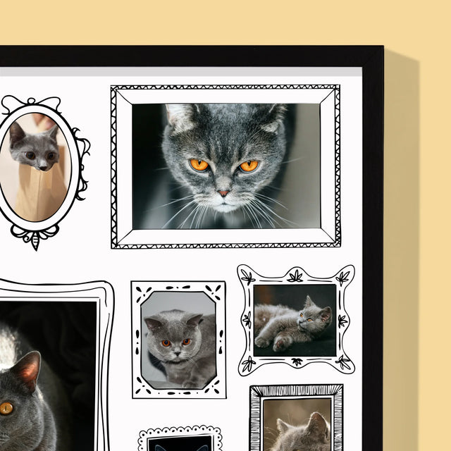 Fotocollage: Fotomuur Met Jouw Huisdier - Afdruk Met Frame 30X40 (Verticaal)