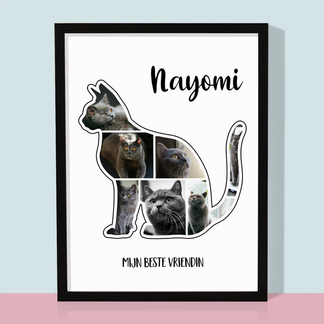 Vorm Van Foto'S: Kat Is De Beste Vriend - Afdruk Met Frame 30X40 (Verticaal)