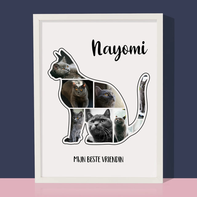 Vorm Van Foto'S: Kat Is De Beste Vriend - Afdruk Met Frame 30X40 (Verticaal)