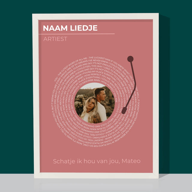 Foto En Handtekening: Ons Liedje Vinyl Lp - Afdruk Met Frame 30X40 (Verticaal)