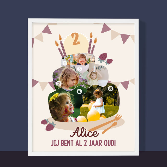 Vorm Van Foto'S: Verjaardagstaart - Afdruk Met Frame 30X40 (Verticaal)