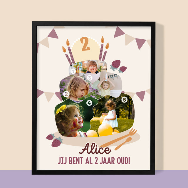 Vorm Van Foto'S: Verjaardagstaart - Afdruk Met Frame 30X40 (Verticaal)