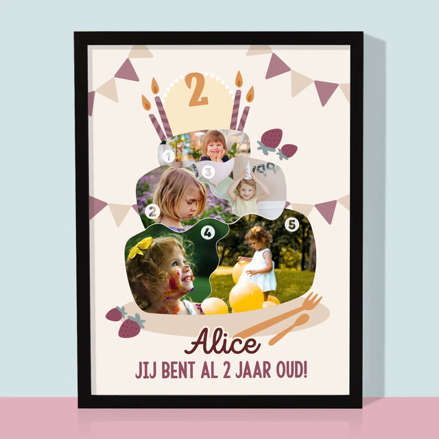 Vorm Van Foto'S: Verjaardagstaart - Afdruk Met Frame 30X40 (Verticaal)