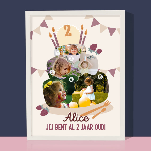Vorm Van Foto'S: Verjaardagstaart - Afdruk Met Frame 30X40 (Verticaal)