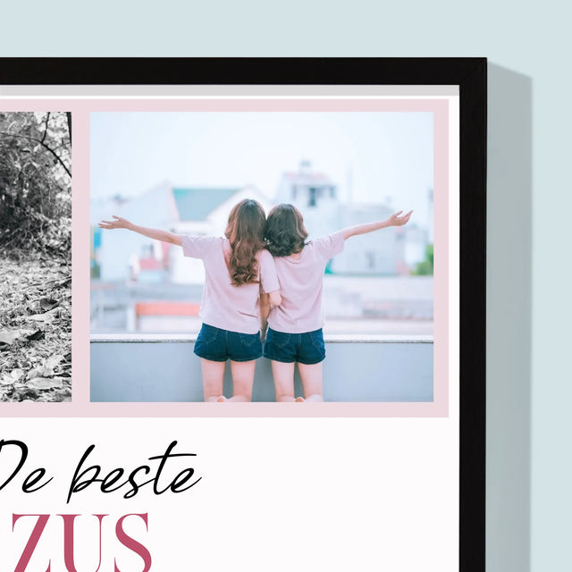 Fotocollage: De Beste Zus - Afdruk Met Frame 30X40 (Verticaal)