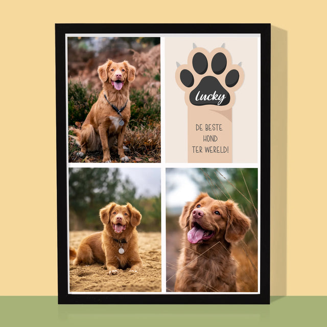 Fotocollage: Beste Hond - Afdruk Met Frame 30X40 (Verticaal)