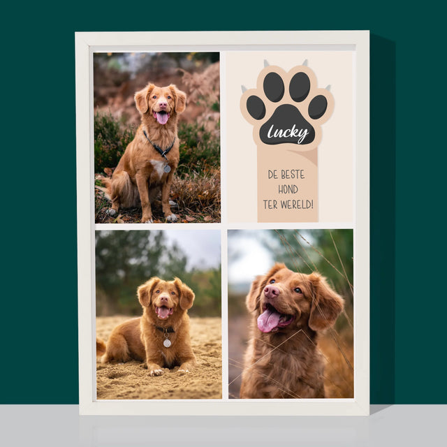 Fotocollage: Beste Hond - Afdruk Met Frame 30X40 (Verticaal)