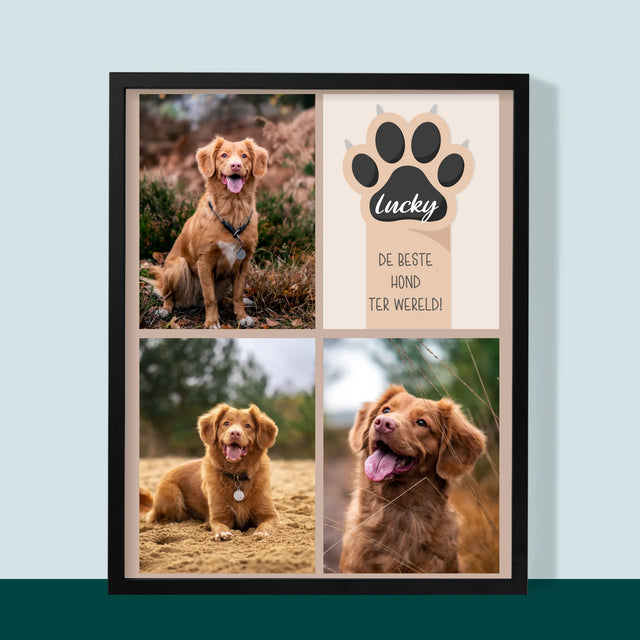 Fotocollage: Beste Hond - Afdruk Met Frame 30X40 (Verticaal)