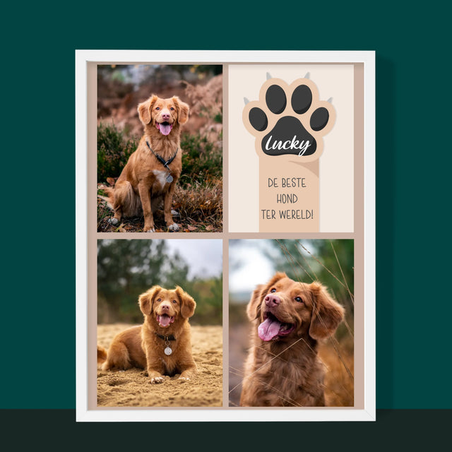 Fotocollage: Beste Hond - Afdruk Met Frame 30X40 (Verticaal)