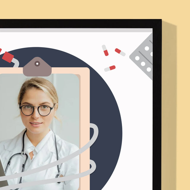 Foto En Handtekening: Dokter Met Groot Hart - Afdruk Met Frame 30X40 (Verticaal)