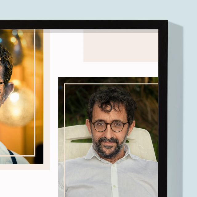 Fotocollage: Het Leven Begint Bij 50 - Afdruk Met Frame 30X40 (Verticaal)