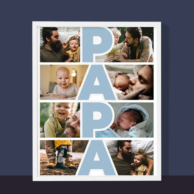 Fotocollage: Tekst Papa - Afdruk Met Frame 30X40 (Verticaal)