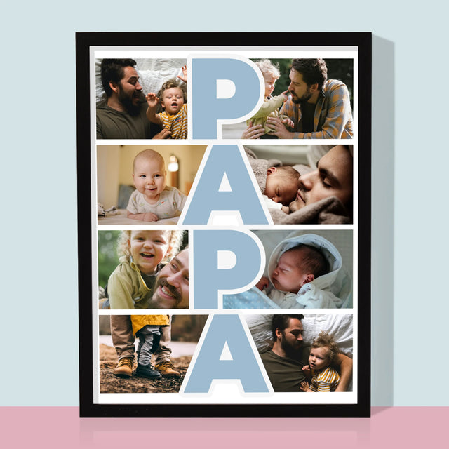 Fotocollage: Tekst Papa - Afdruk Met Frame 30X40 (Verticaal)