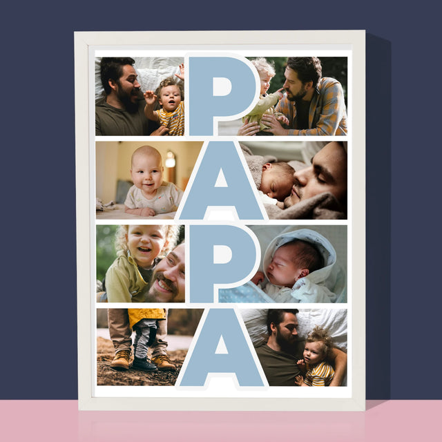 Fotocollage: Tekst Papa - Afdruk Met Frame 30X40 (Verticaal)