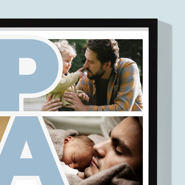 Fotocollage: Tekst Papa - Afdruk Met Frame 30X40 (Verticaal)