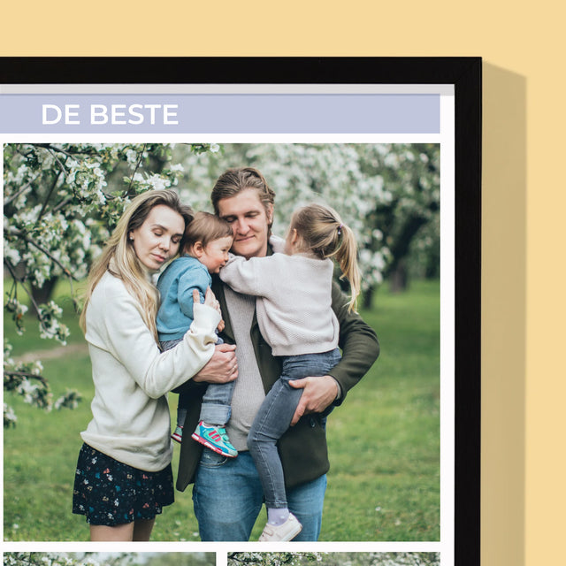 Fotocollage: Collage, De Beste Papa - Afdruk Met Frame 30X40 (Verticaal)