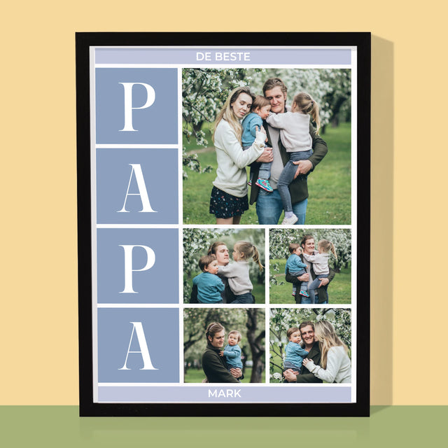 Fotocollage: Collage, De Beste Papa - Afdruk Met Frame 30X40 (Verticaal)