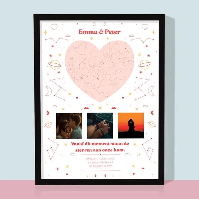 Starrenkaart: Sterrenkaart: Ons Moment - Afdruk Met Frame 30X40 (Verticaal)