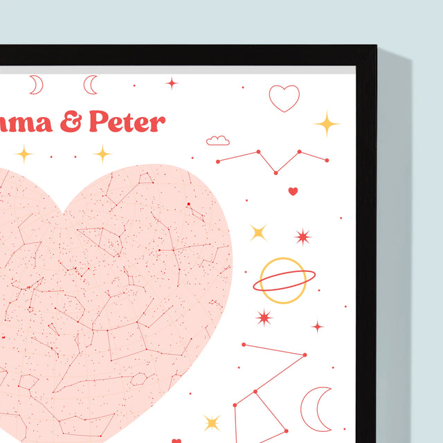 Starrenkaart: Sterrenkaart: Ons Moment - Afdruk Met Frame 30X40 (Verticaal)